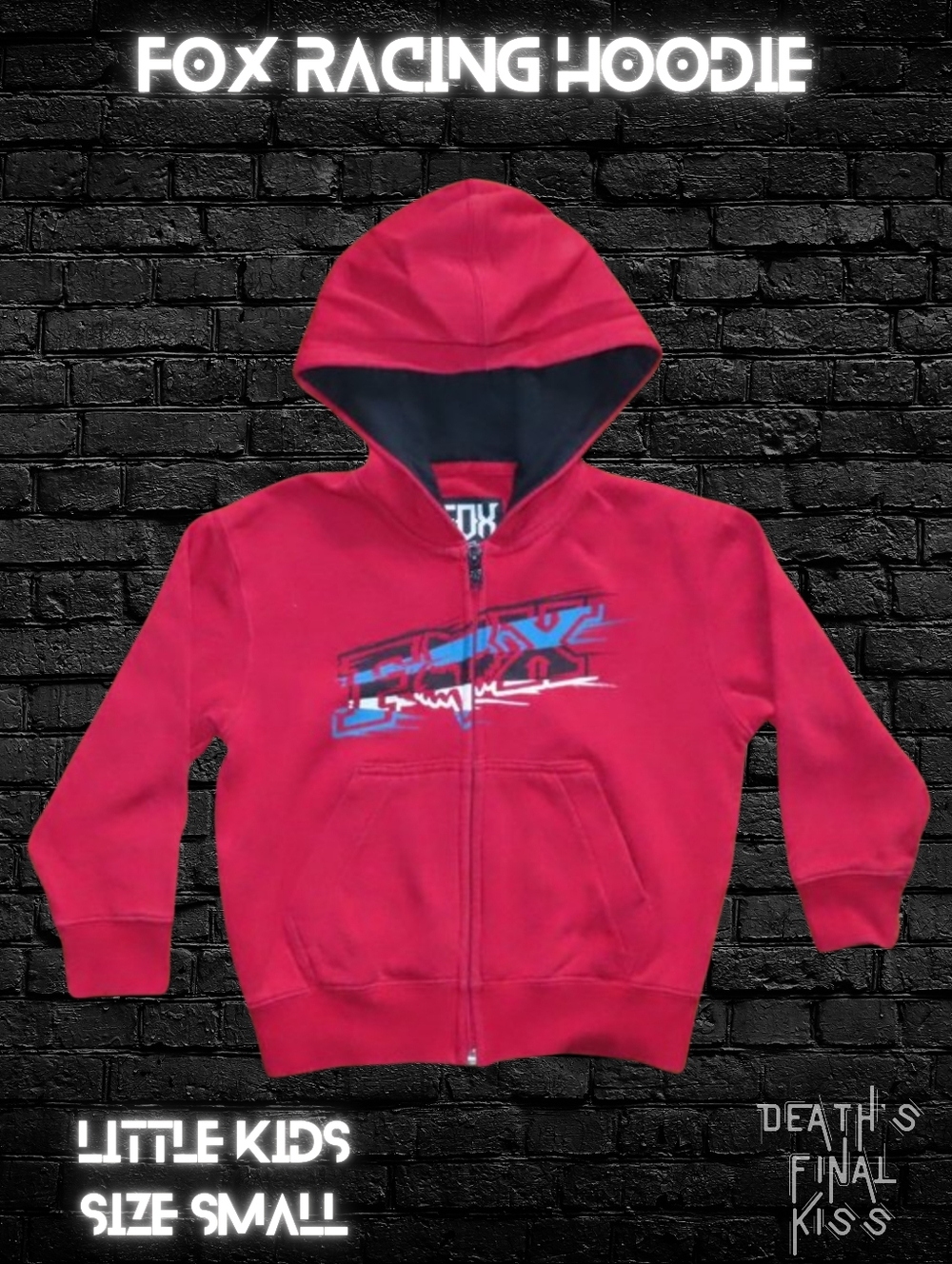 Fox Racing red black zip up hoodie sweatshirt motocross moto dirt bike small 5?